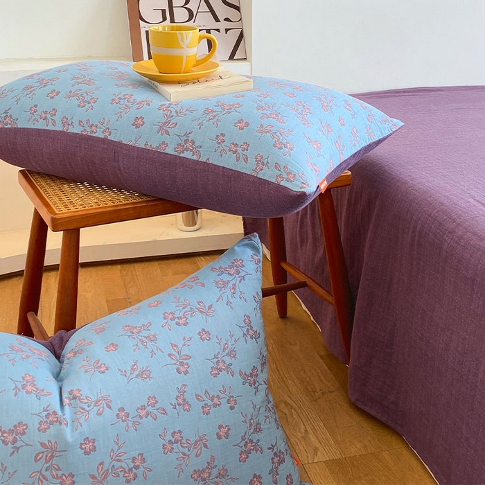 91家纺网 家纺一手货源 找家纺 春皖家纺 2026新款全棉纯棉拉链款双层纱枕套单枕套枕套单件 花漾兰