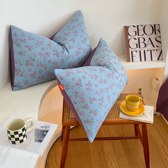 91家纺网 家纺一手货源 找家纺 春皖家纺 2026新款全棉纯棉拉链款双层纱枕套单枕套枕套单件 花漾兰