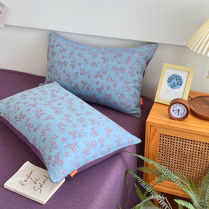 91家纺网 家纺一手货源 找家纺 春皖家纺 2026新款全棉纯棉拉链款双层纱枕套单枕套枕套单件 花漾兰