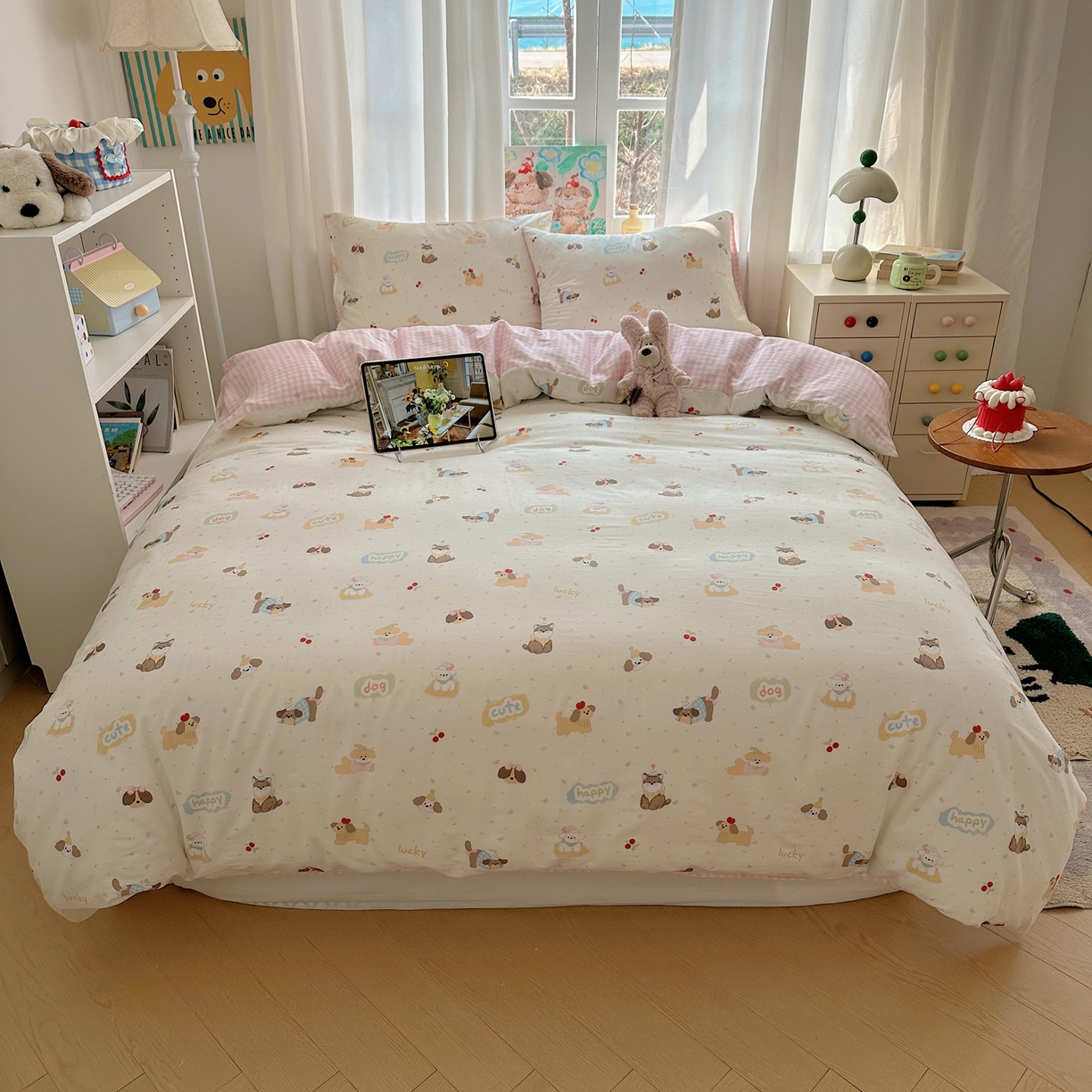 91家纺网 家纺一手货源 找家纺 六巷胡同 2026新款40支全棉13070INS卡通单品被套 汪星人派对