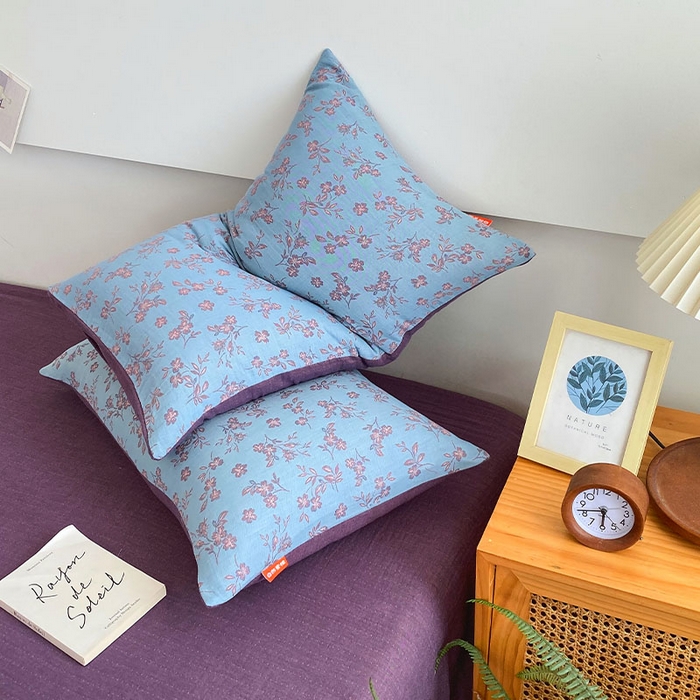 91家纺网 家纺一手货源 找家纺 春皖家纺 2026新款全棉纯棉拉链款双层纱枕套单枕套枕套单件 花漾兰