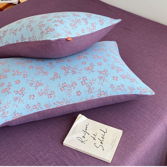 91家纺网 家纺一手货源 找家纺 春皖家纺 2026新款全棉纯棉拉链款双层纱枕套单枕套枕套单件 花漾兰