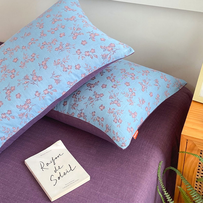 91家纺网 家纺一手货源 找家纺 春皖家纺 2026新款全棉纯棉拉链款双层纱枕套单枕套枕套单件 花漾兰