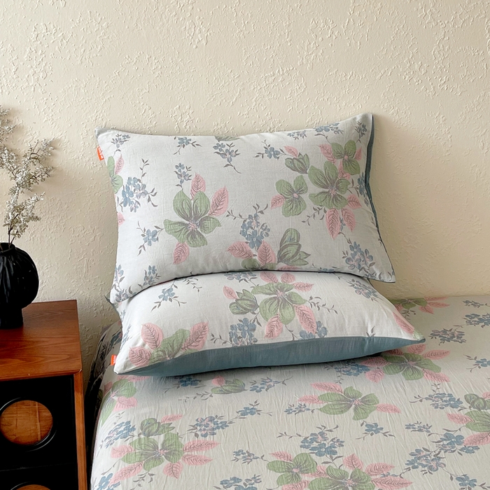 春皖家纺 2026新款全棉纯棉拉链款双层纱枕套单枕套枕套单件 绮帐-粉