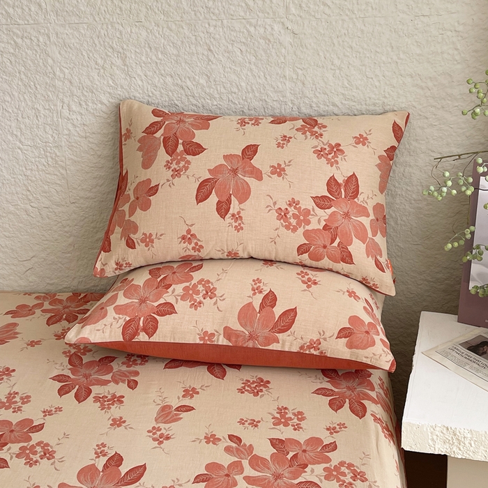 春皖家纺 2026新款全棉纯棉拉链款双层纱枕套单枕套枕套单件 绮帐-红