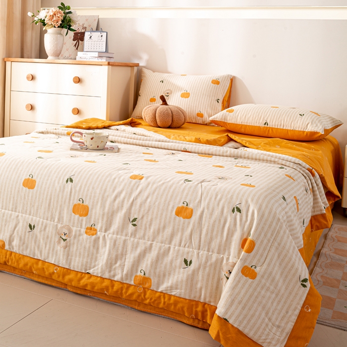 91家纺网 家纺一手货源 找家纺 红日子纺织品 2026新款全棉印花夏被夏凉被空调被 南瓜小狗