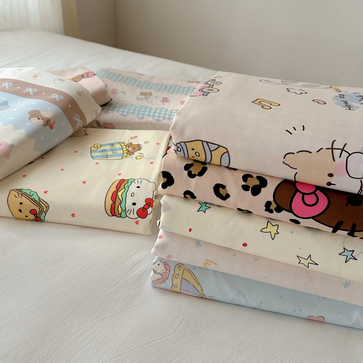 六巷胡同 2026新款40支全棉13070INS卡通单品被套 组合叠拍图