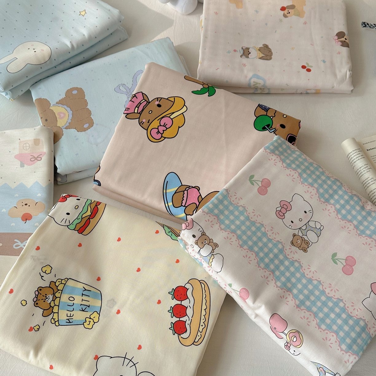 91家纺网 家纺一手货源 找家纺 六巷胡同 2026新款40支全棉13070INS卡通单品被套 组合叠拍图