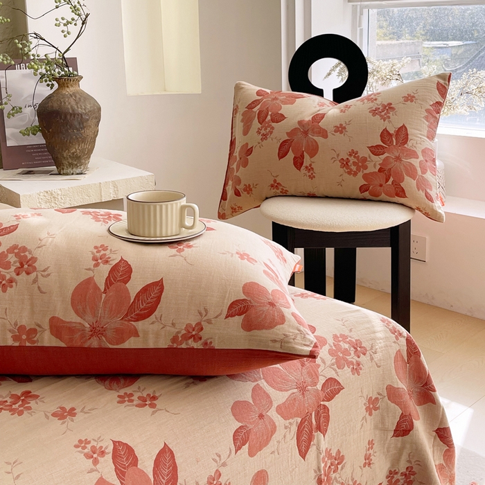 91家纺网 家纺一手货源 找家纺 春皖家纺 2026新款全棉纯棉拉链款双层纱枕套单枕套枕套单件 绮帐-红