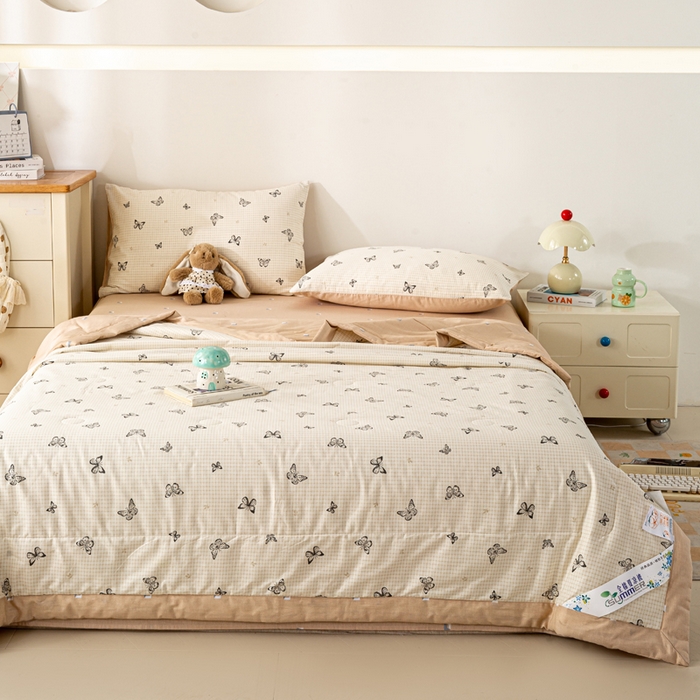 91家纺网 家纺一手货源 找家纺 红日子纺织品 2026新款全棉印花夏被夏凉被空调被 南山蝴蝶