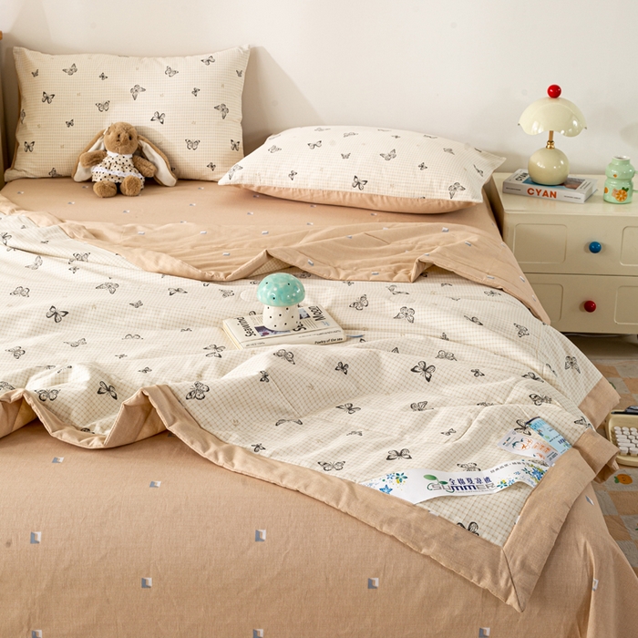 91家纺网 家纺一手货源 找家纺 红日子纺织品 2026新款全棉印花夏被夏凉被空调被 南山蝴蝶