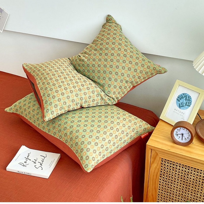 91家纺网 家纺一手货源 找家纺 春皖家纺 2026新款全棉纯棉拉链款双层纱枕套单枕套枕套单件 夏洛克绿