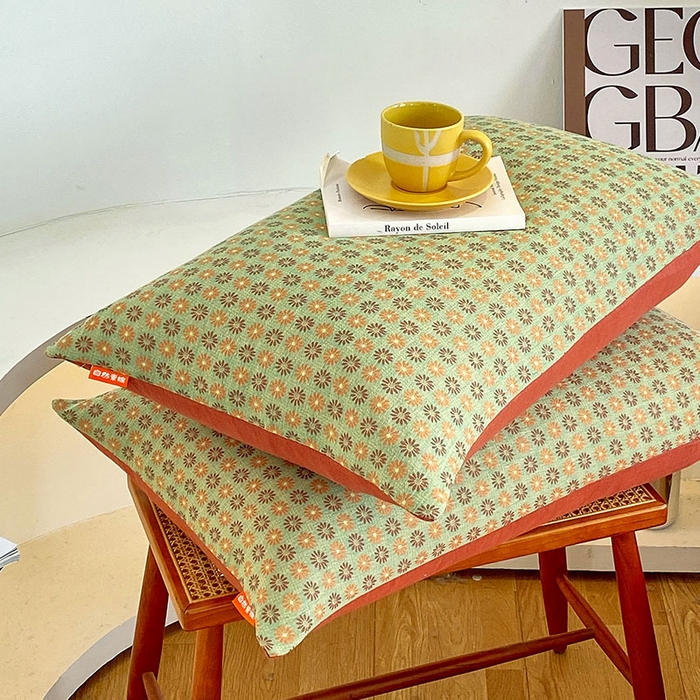 91家纺网 家纺一手货源 找家纺 春皖家纺 2026新款全棉纯棉拉链款双层纱枕套单枕套枕套单件 夏洛克绿