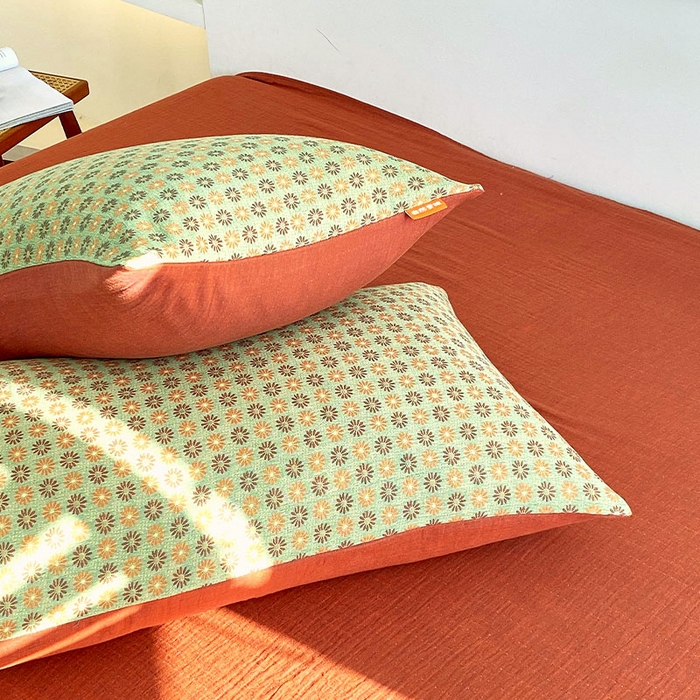 91家纺网 家纺一手货源 找家纺 春皖家纺 2026新款全棉纯棉拉链款双层纱枕套单枕套枕套单件 夏洛克绿