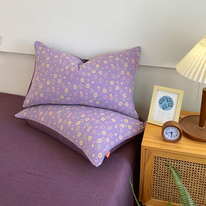 春皖家纺 2026新款全棉纯棉拉链款双层纱枕套单枕套枕套单件 雪花飘