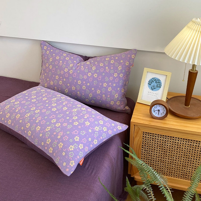 91家纺网 家纺一手货源 找家纺 春皖家纺 2026新款全棉纯棉拉链款双层纱枕套单枕套枕套单件 雪花飘