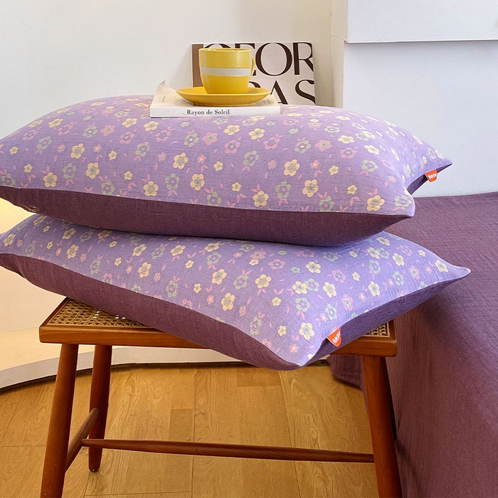 91家纺网 家纺一手货源 找家纺 春皖家纺 2026新款全棉纯棉拉链款双层纱枕套单枕套枕套单件 雪花飘