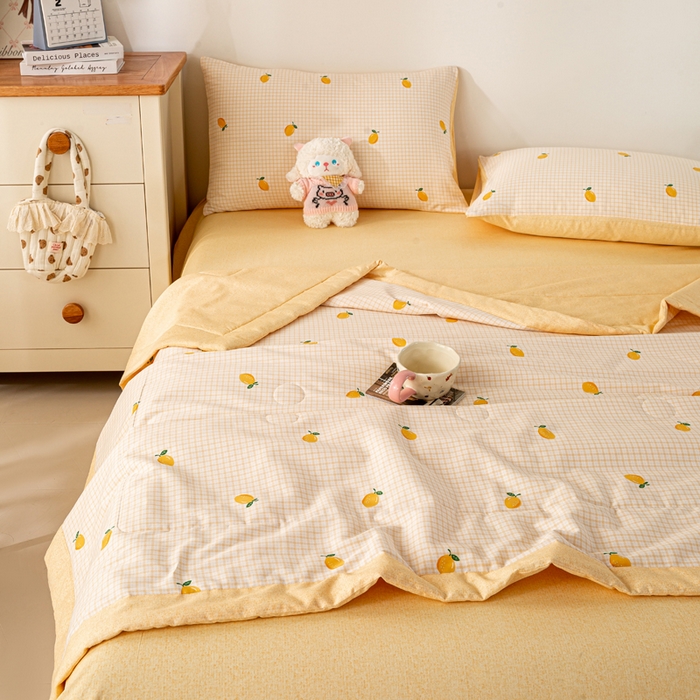 91家纺网 家纺一手货源 找家纺 红日子纺织品 2026新款全棉印花夏被夏凉被空调被 柠檬小镇