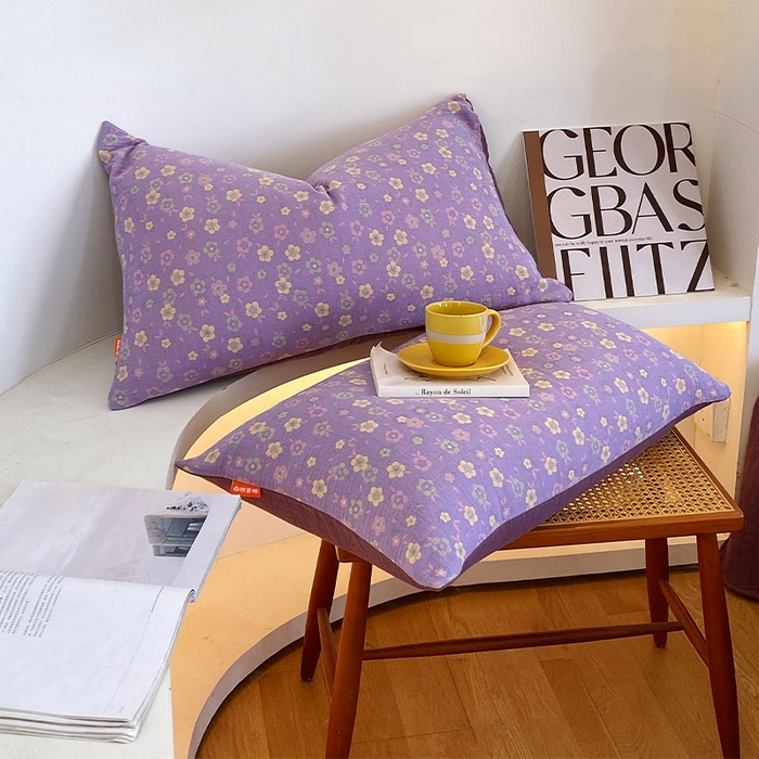 91家纺网 家纺一手货源 找家纺 春皖家纺 2026新款全棉纯棉拉链款双层纱枕套单枕套枕套单件 雪花飘