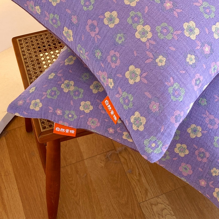 91家纺网 家纺一手货源 找家纺 春皖家纺 2026新款全棉纯棉拉链款双层纱枕套单枕套枕套单件 雪花飘