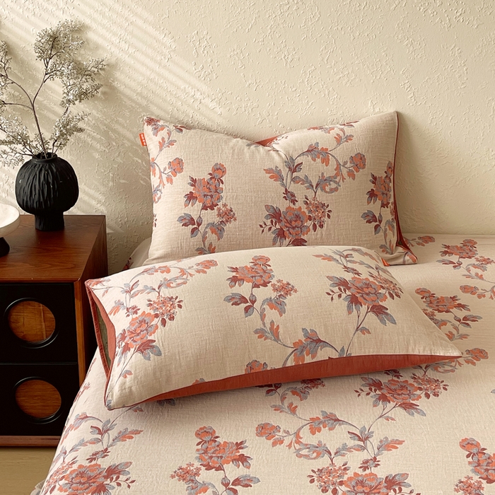 91家纺网 家纺一手货源 找家纺 春皖家纺 2026新款全棉纯棉拉链款双层纱枕套单枕套枕套单件 一丈红