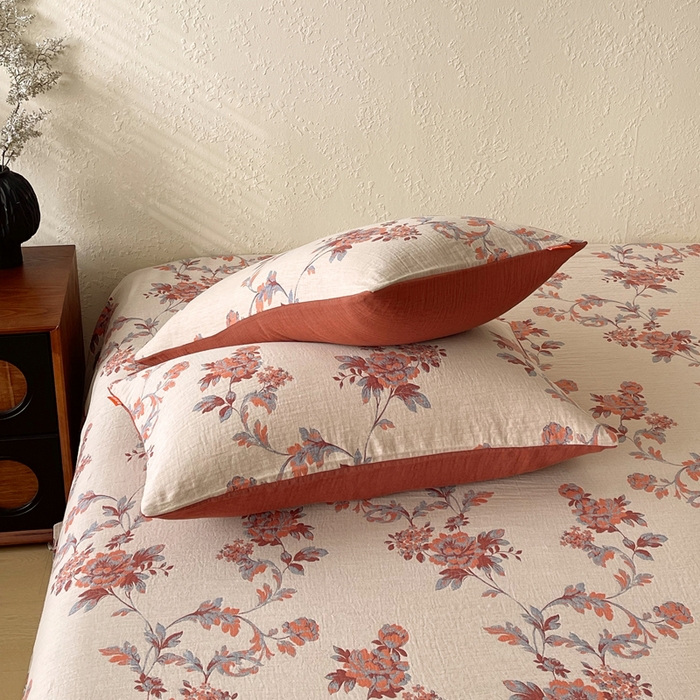 91家纺网 家纺一手货源 找家纺 春皖家纺 2026新款全棉纯棉拉链款双层纱枕套单枕套枕套单件 一丈红