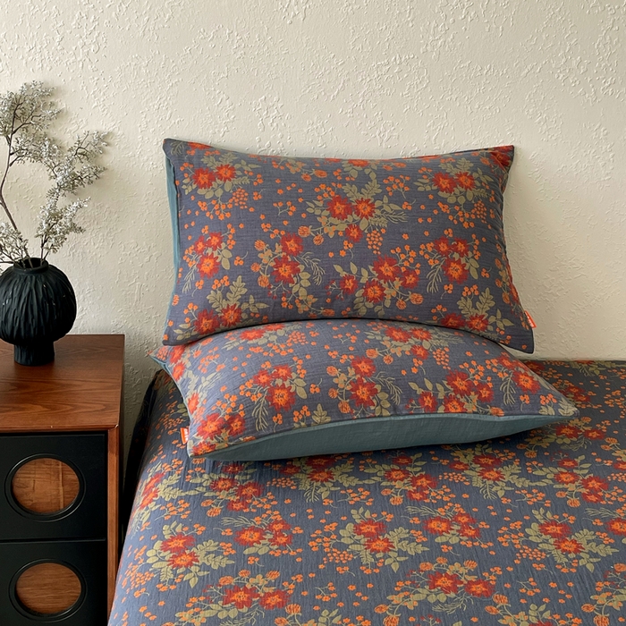 春皖家纺 2026新款全棉纯棉拉链款双层纱枕套单枕套枕套单件 月临