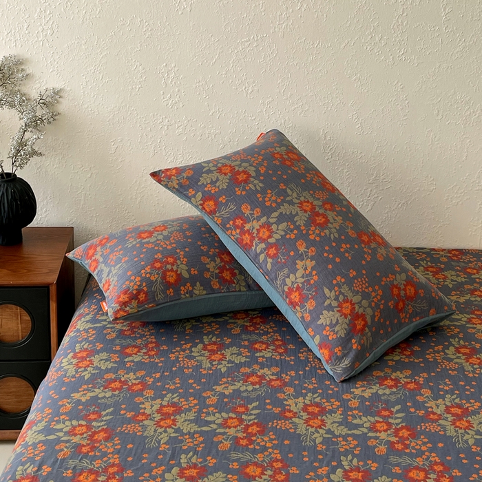 91家纺网 家纺一手货源 找家纺 春皖家纺 2026新款全棉纯棉拉链款双层纱枕套单枕套枕套单件 月临