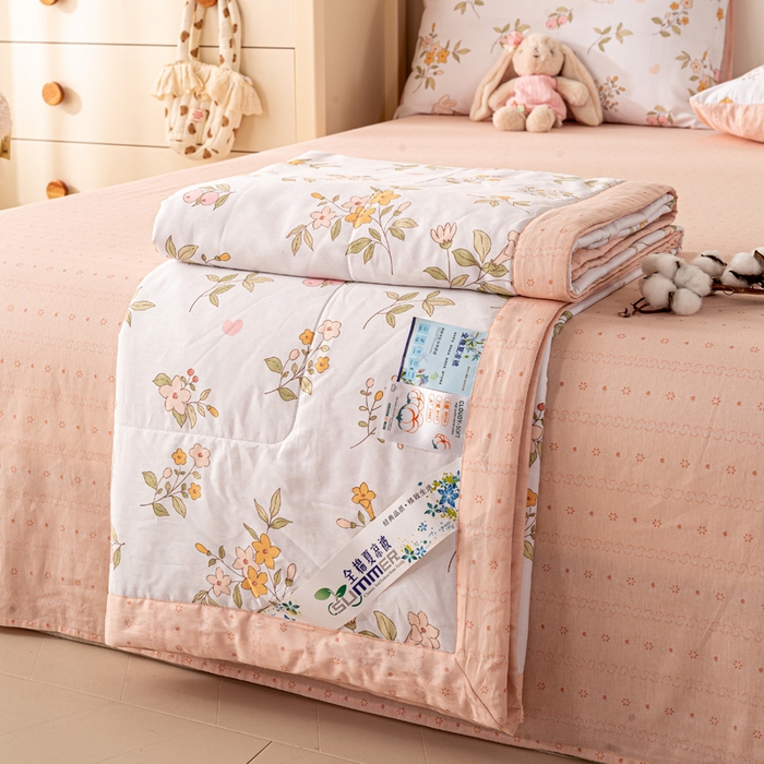 红日子纺织品 2026新款全棉印花夏被夏凉被空调被 清风小兔