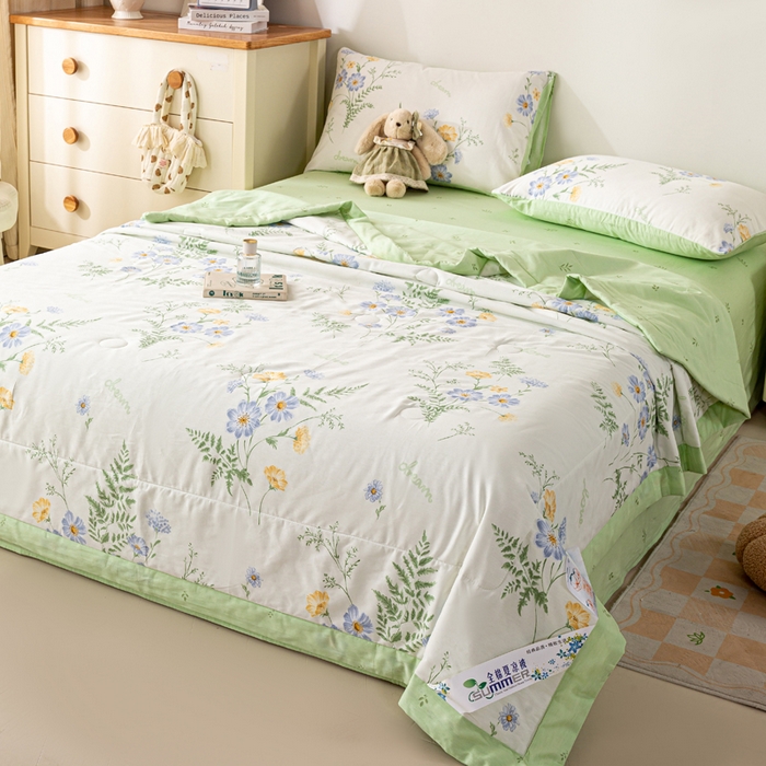 91家纺网 家纺一手货源 找家纺 红日子纺织品 2026新款全棉印花夏被夏凉被空调被 时光花间