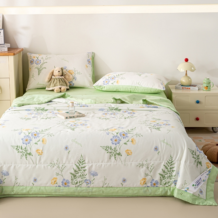 91家纺网 家纺一手货源 找家纺 红日子纺织品 2026新款全棉印花夏被夏凉被空调被 时光花间