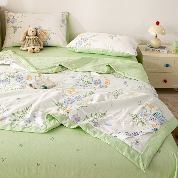 91家纺网 家纺一手货源 找家纺 红日子纺织品 2026新款全棉印花夏被夏凉被空调被 时光花间