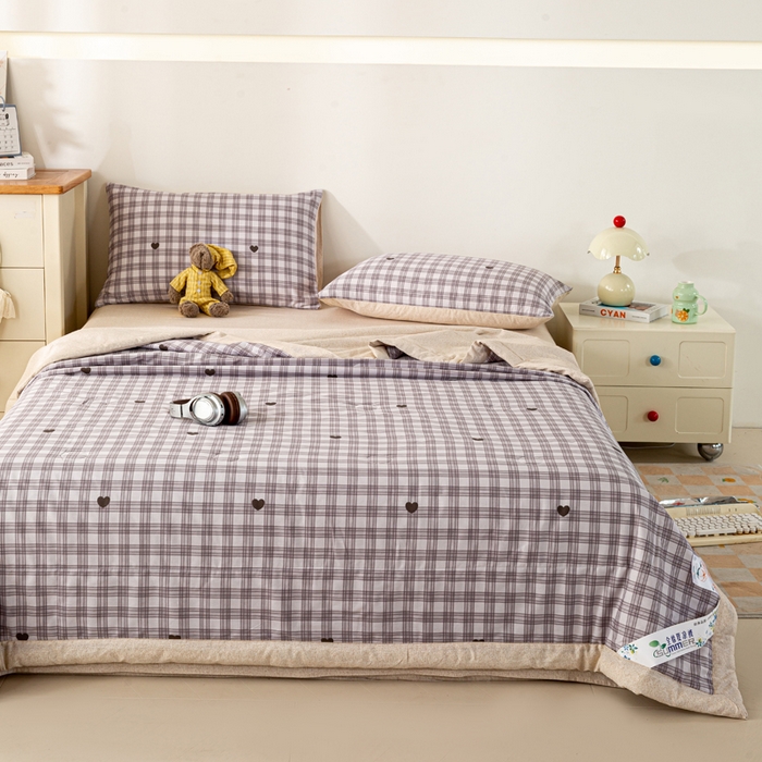 91家纺网 家纺一手货源 找家纺 红日子纺织品 2026新款全棉印花夏被夏凉被空调被 甜心乐园-紫