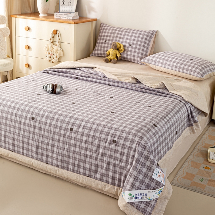 91家纺网 家纺一手货源 找家纺 红日子纺织品 2026新款全棉印花夏被夏凉被空调被 甜心乐园-紫