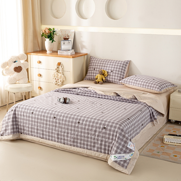 91家纺网 家纺一手货源 找家纺 红日子纺织品 2026新款全棉印花夏被夏凉被空调被 甜心乐园-紫