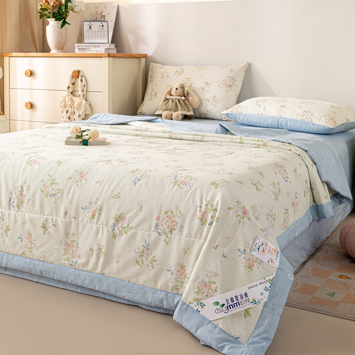 91家纺网 家纺一手货源 找家纺 红日子纺织品 2026新款全棉印花夏被夏凉被空调被 遥遥花期