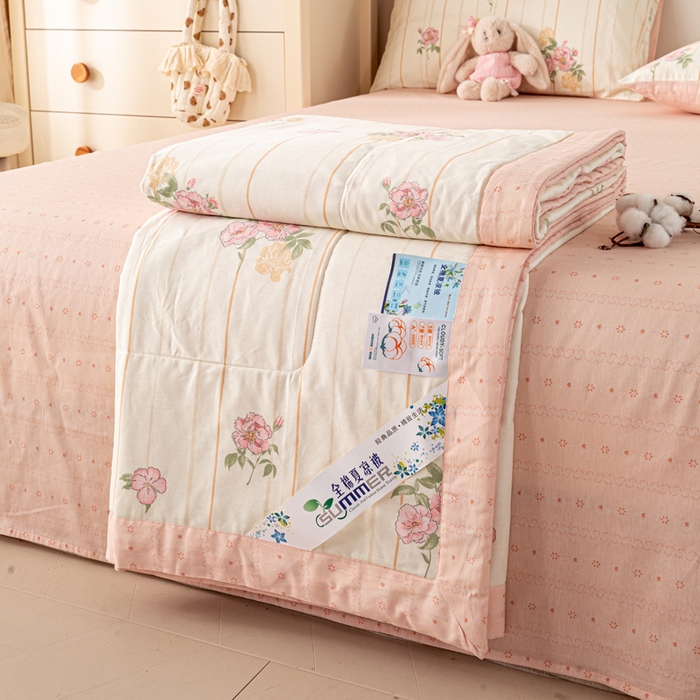 红日子纺织品 2026新款全棉印花夏被夏凉被空调被 芸雅花开