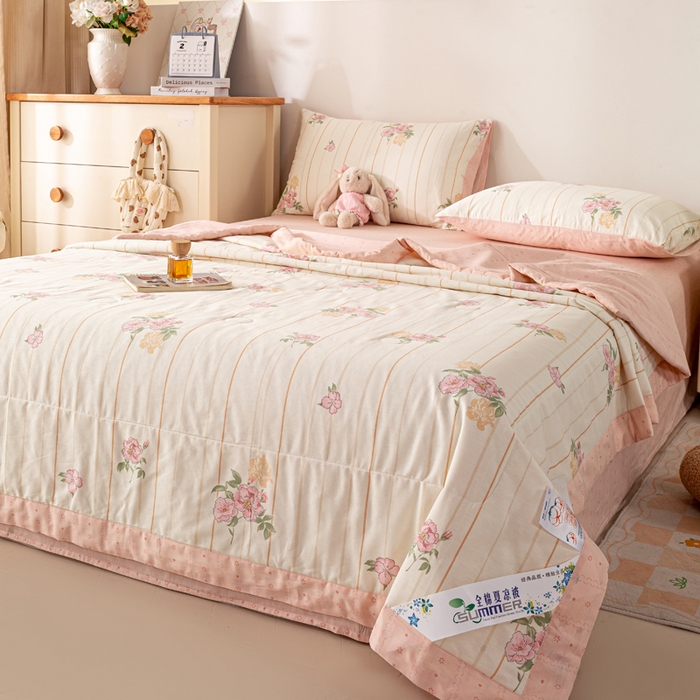 91家纺网 家纺一手货源 找家纺 红日子纺织品 2026新款全棉印花夏被夏凉被空调被 芸雅花开