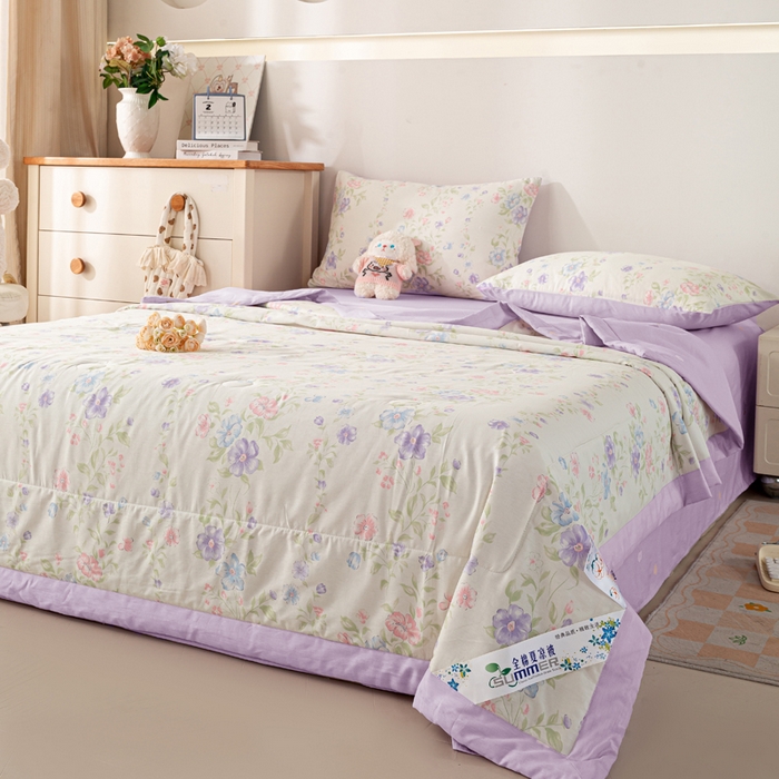 91家纺网 家纺一手货源 找家纺 红日子纺织品 2026新款全棉印花夏被夏凉被空调被 知意花蔓