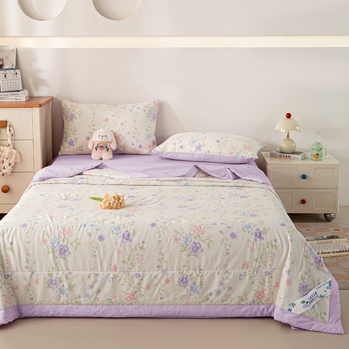 91家纺网 家纺一手货源 找家纺 红日子纺织品 2026新款全棉印花夏被夏凉被空调被 知意花蔓