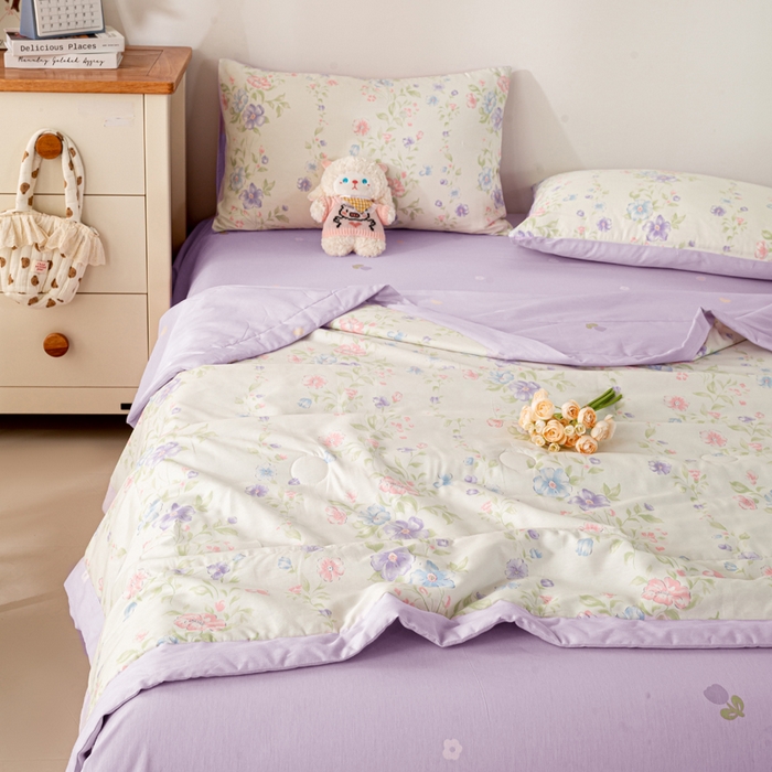 91家纺网 家纺一手货源 找家纺 红日子纺织品 2026新款全棉印花夏被夏凉被空调被 知意花蔓