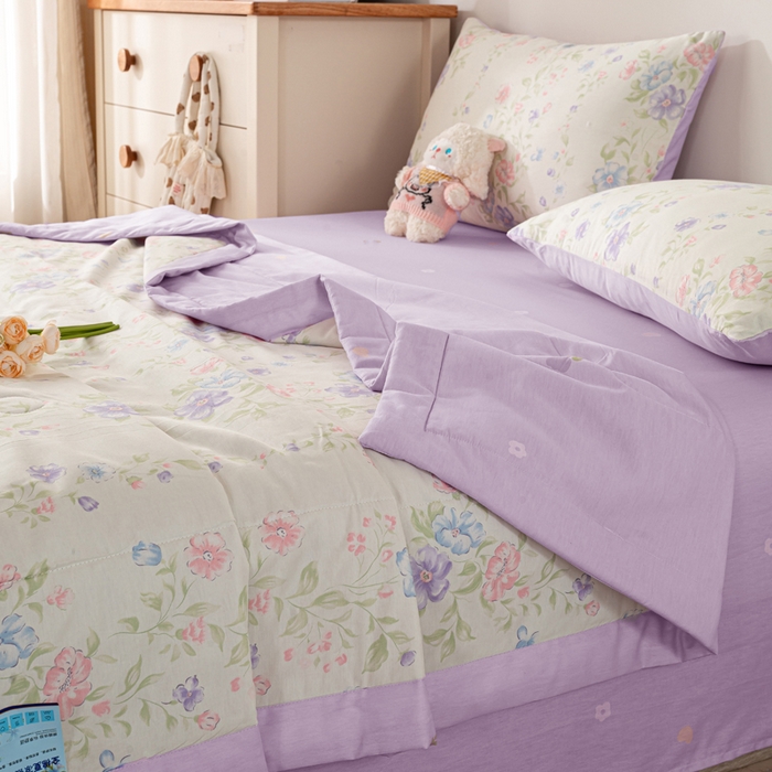 91家纺网 家纺一手货源 找家纺 红日子纺织品 2026新款全棉印花夏被夏凉被空调被 知意花蔓