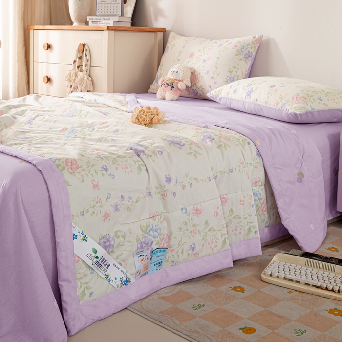 91家纺网 家纺一手货源 找家纺 红日子纺织品 2026新款全棉印花夏被夏凉被空调被 知意花蔓