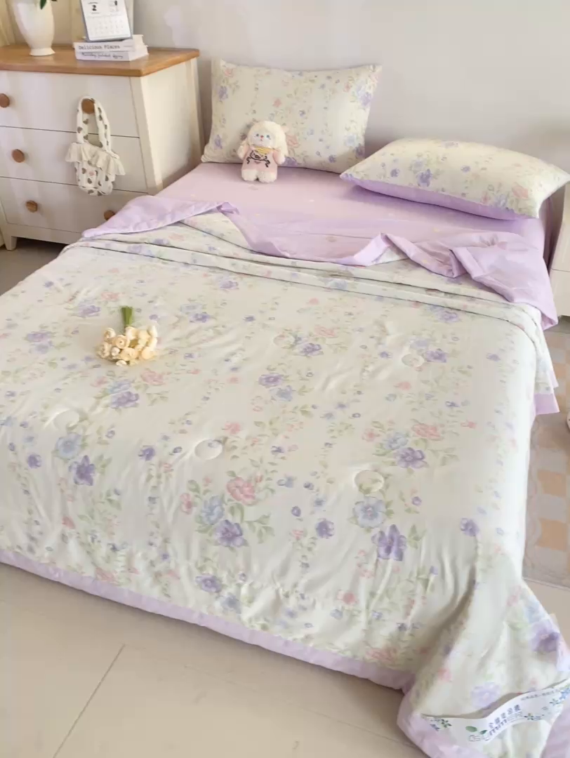 91家纺网 家纺一手货源 找家纺 红日子纺织品 2026新款全棉印花夏被夏凉被空调被 知意花蔓