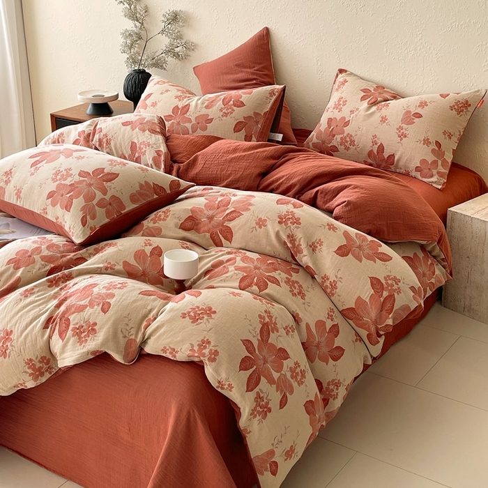 91家纺网 家纺一手货源 找家纺 （总）春皖家纺 2026新款全棉纯棉拉链款双层纱四件套