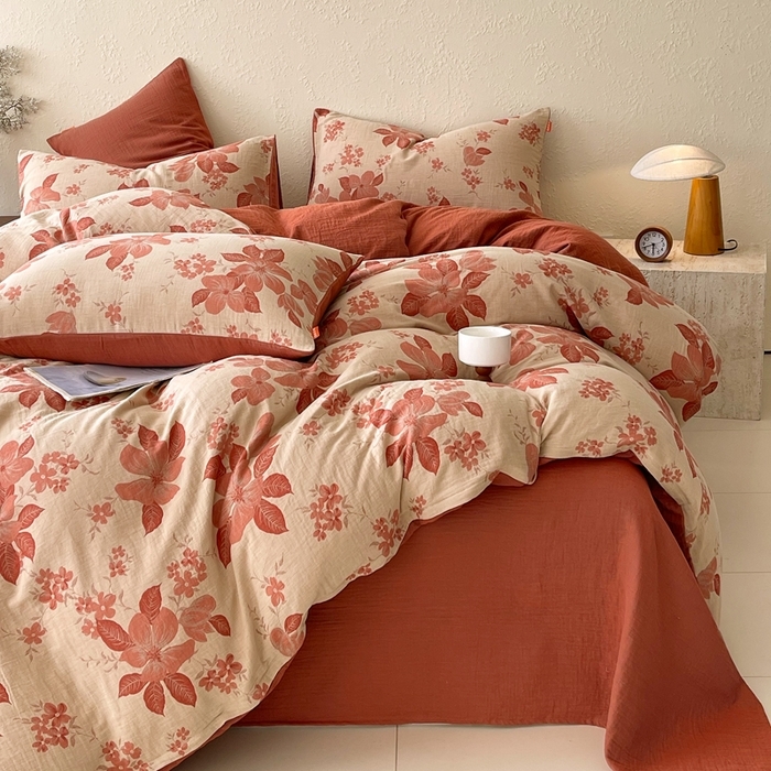 91家纺网 家纺一手货源 找家纺 （总）春皖家纺 2026新款全棉纯棉拉链款双层纱四件套