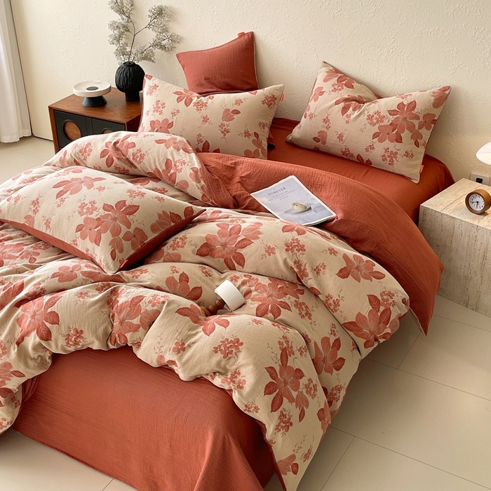 91家纺网 家纺一手货源 找家纺 （总）春皖家纺 2026新款全棉纯棉拉链款双层纱四件套