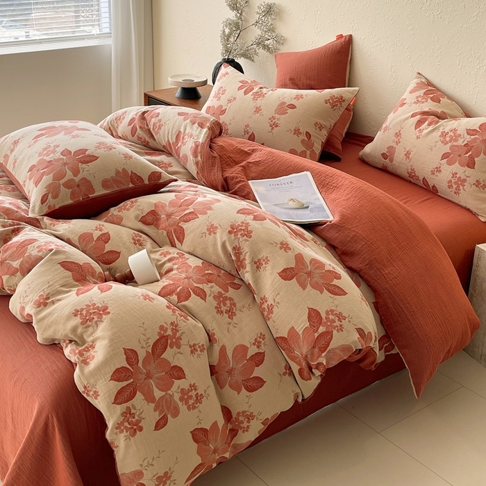 91家纺网 家纺一手货源 找家纺 （总）春皖家纺 2026新款全棉纯棉拉链款双层纱四件套