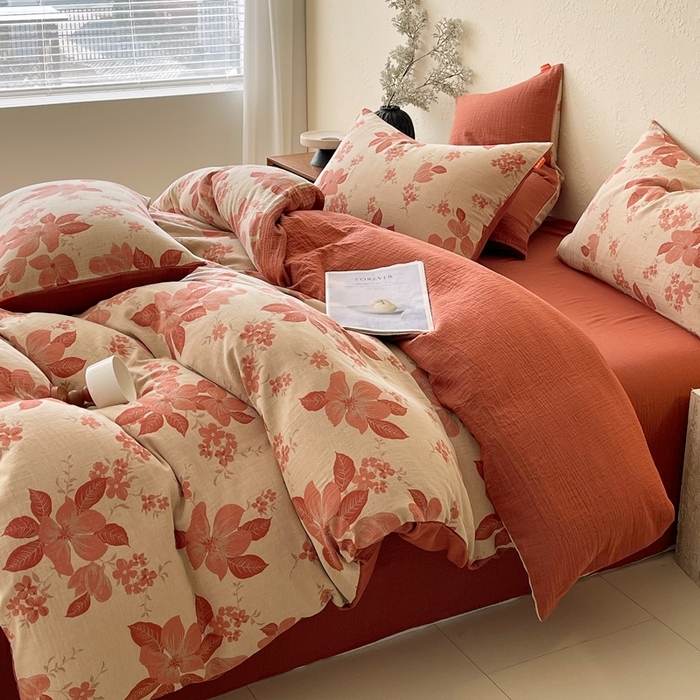 91家纺网 家纺一手货源 找家纺 （总）春皖家纺 2026新款全棉纯棉拉链款双层纱四件套