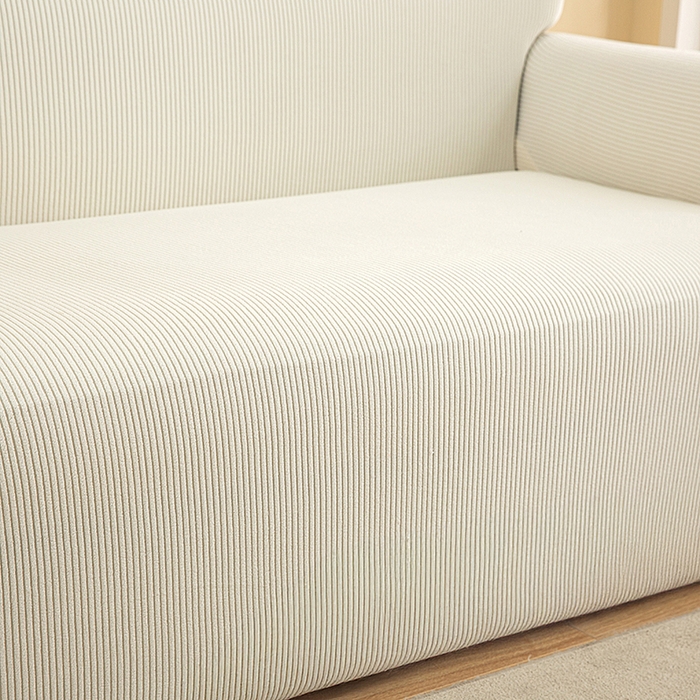 91家纺网 家纺一手货源 找家纺 飞翔家纺沙发套 2026新款条纹沙发套 米白